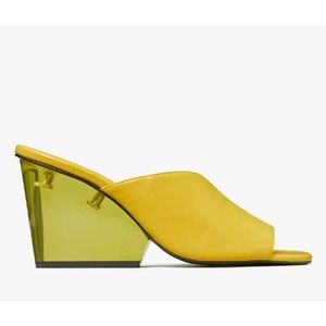 Tory Burch Green Sandals with Architectural Wedge